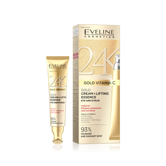 Crema lifting Eveline Gold 24k Vitamin C pentru ochi si pleoape 15 ml