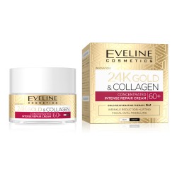 Crema de fata concentrata de refacere intensa Eveline 24K Gold & Collagen, zi si noapte, 60+ ani, 50 ml