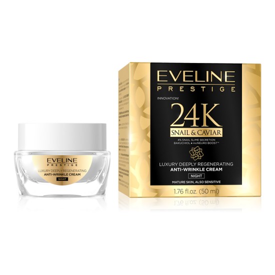 Crema anti rid de noapte pentru fata Eveline 24K Snail and Caviar 50 ml