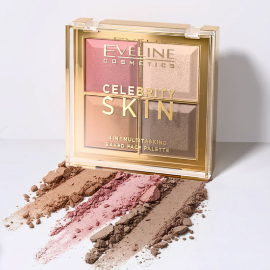 Paletă de conturare a feței Eveline Celebrity Skin 4in1 Multitasking Baked Face