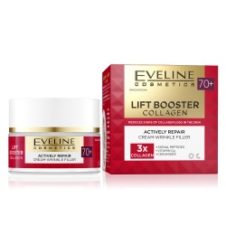 Crema de fata Eveline Lift Booster Collagen pentru refacere activa, zi si noapte, 70+ ani, 50 ml