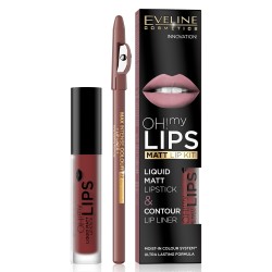 Ruj lichid si contur de buze Eveline Oh! My Lips Extraordinary Red Nr. 16