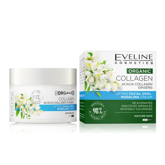 Crema de modelare si lifting a ovalului facial Eveline Organic Collagen 50 ml
