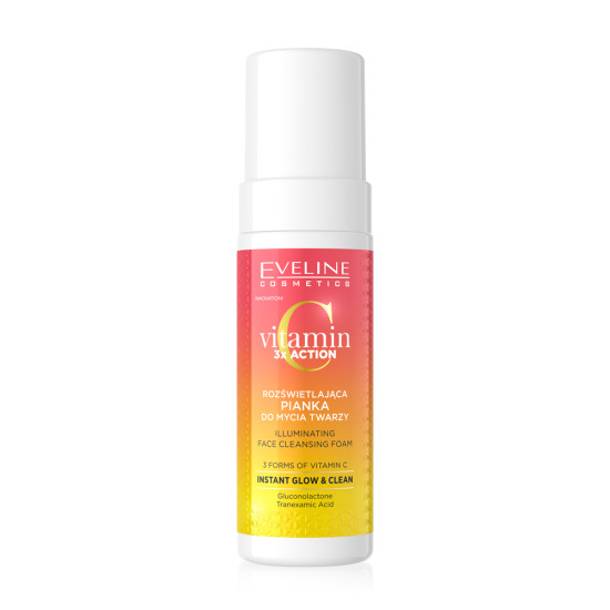 Spumă de curățare facială iluminatoare Eveline Vitamin C 3XAction, 150 ml