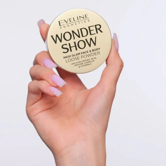 Pudră pentru față și corp Eveline Wonder Show Illuminating loose powder Maxi Glam