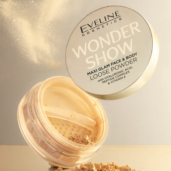 Pudră pentru față și corp Eveline Wonder Show Illuminating loose powder Maxi Glam