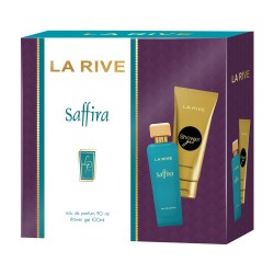 Set cadou La Rive Saffira cu apa de parfum si gel de dus