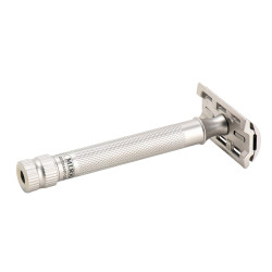 Aparat de ras safety razor cu cap cu pieptene închis Merkur 34 Inox XL Satin