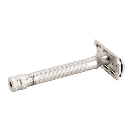 Aparat de ras safety razor cu cap cu pieptene închis Merkur 34 Inox XL Satin