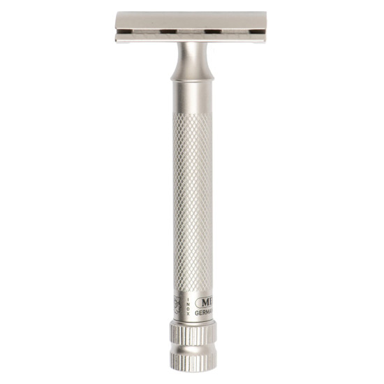 Aparat de ras safety razor cu cap cu pieptene închis Merkur 34 Inox XL Satin