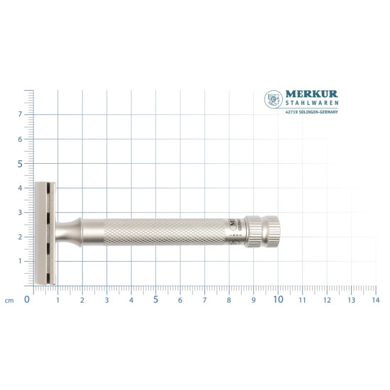 Aparat de ras safety razor cu cap cu pieptene închis Merkur 34 Inox XL Satin
