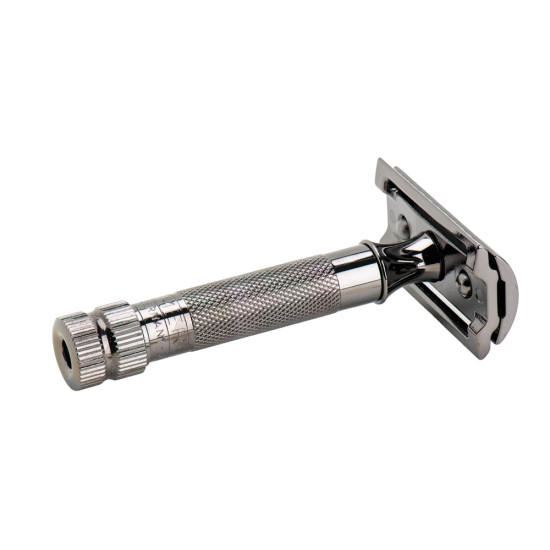Aparat de ras safety razor cu cap cu pieptene inchis Merkur 34C Metallic Grey