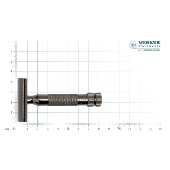 Aparat de ras safety razor cu cap cu pieptene inchis Merkur 34C Metallic Grey