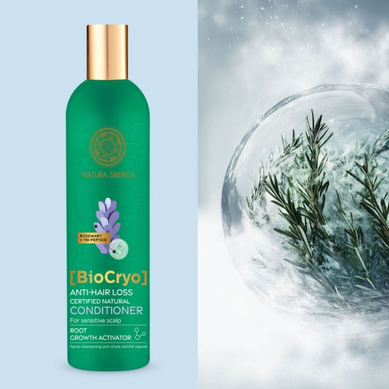 Balsam natural împotriva căderii părului Natura Siberica BioCryo pentru scalp sensibil 400 ml
