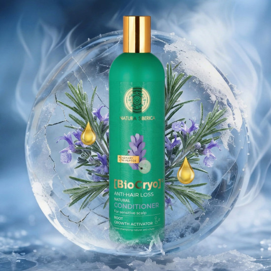 Balsam natural împotriva căderii părului Natura Siberica BioCryo pentru scalp sensibil 400 ml