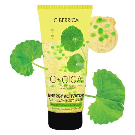 Gel de duș CICA C-BERRICA Energy Activator ALL CLEAN îmbogățit cu capsule de înfrumusețare, 200 ml