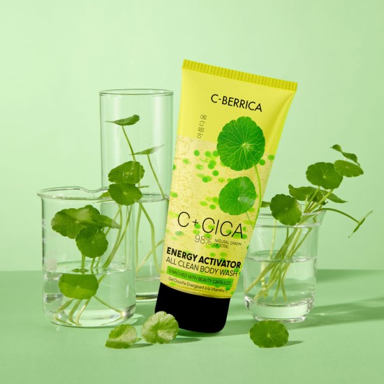 Gel de duș CICA C-BERRICA Energy Activator ALL CLEAN îmbogățit cu capsule de înfrumusețare, 200 ml