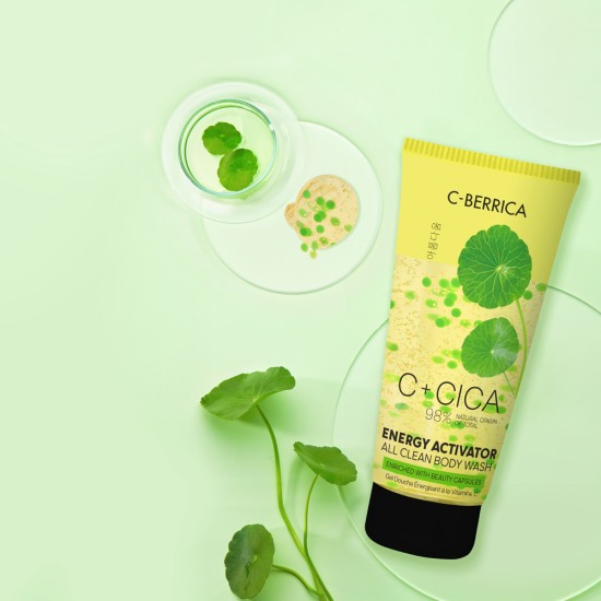 Gel de duș CICA C-BERRICA Energy Activator ALL CLEAN îmbogățit cu capsule de înfrumusețare, 200 ml