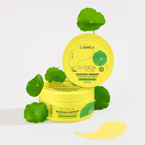 Plasturi de ochi CICA C-BERRICA Soothe & Depuff HYDROGEL, îngrijirea zonei delicate din jurul ochilor, 60 buc