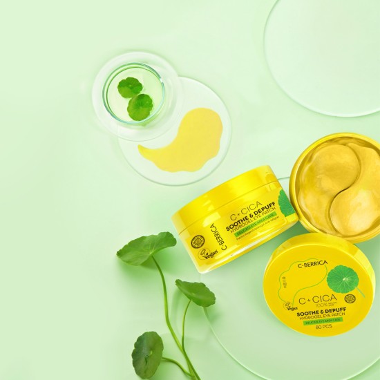 Plasturi de ochi CICA C-BERRICA Soothe & Depuff HYDROGEL, îngrijirea zonei delicate din jurul ochilor, 60 buc