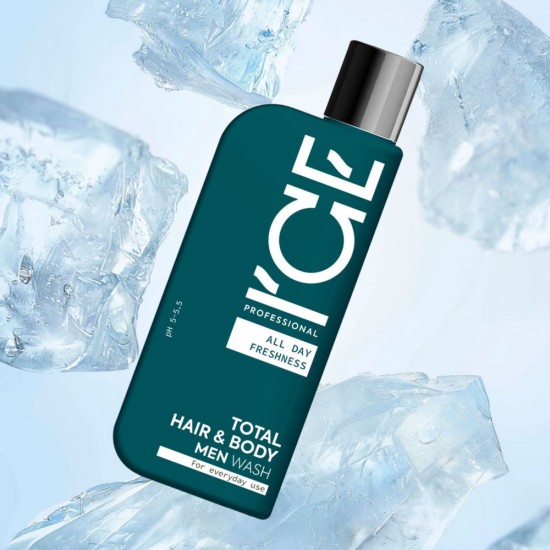 Șampon de păr și corp pentru bărbați, ICE Professional Total Hair & Body, utilizare zilnică, 250 ml