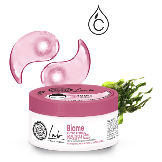 Plasturi pentru ochi cu Phyto Retinol anti-umflare și cearcăne Natura Siberica Lab Biome 60 buc