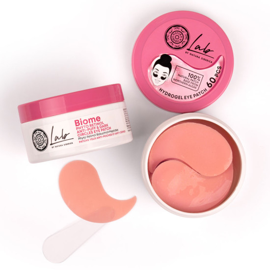 Plasturi pentru ochi cu Phyto Retinol anti-umflare și cearcăne Natura Siberica Lab Biome 60 buc