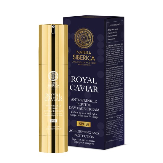 Cremă de față cu peptide, anti-rid, SPF 20 Natura Siberica Royal Caviar, 50 ml