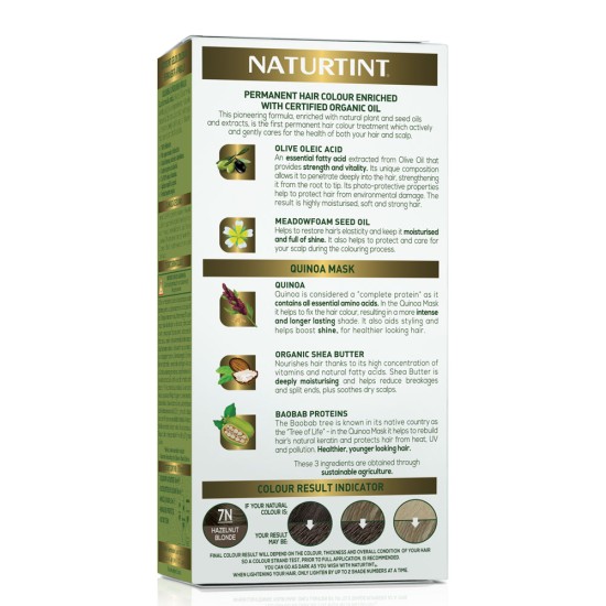 Vopsea de par NATURTINT BIOBASED 7N - Hazelnut Blonde