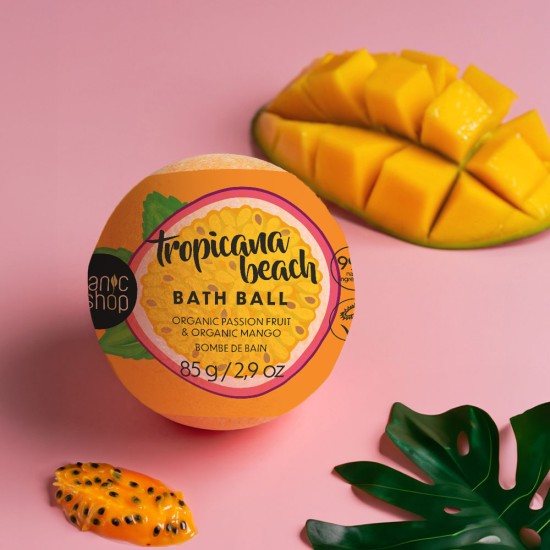 Bila de baie efervescenta Organic Shop Tropicana Beach Passion Fruit Mango 85 g