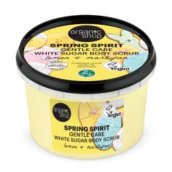 Scrub de corp pentru ingrijire delicata Organic Shop Spring Spirit White Sugar cu lamaie si marzipan 250 ml