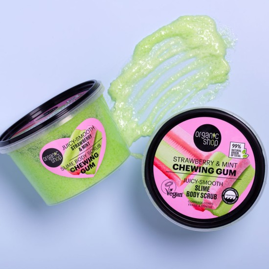 Scrub de corp Organic Shop Chewing Gum Strawberry and Mint 250 ml