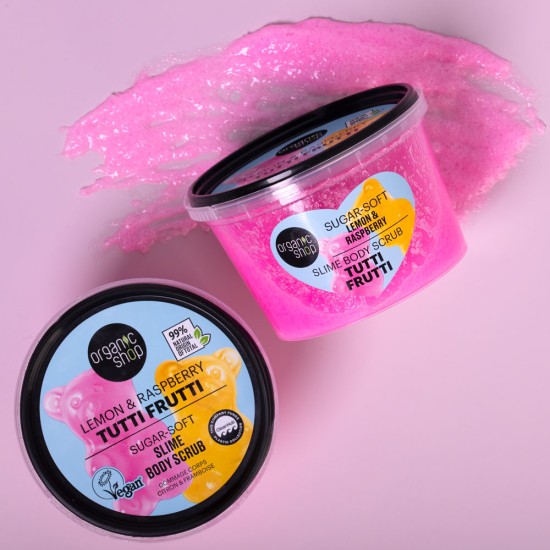 Scrub de corp Organic Shop Tutti Frutti Sugar Lemon and Raspberry 250 ml