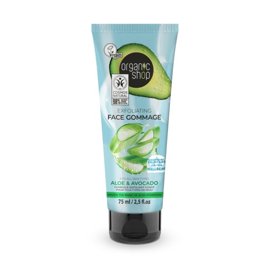 Gomaj facial exfoliant pentru toate tipurile de piele Organic Shop - Aloe si Avocado 75 ml
