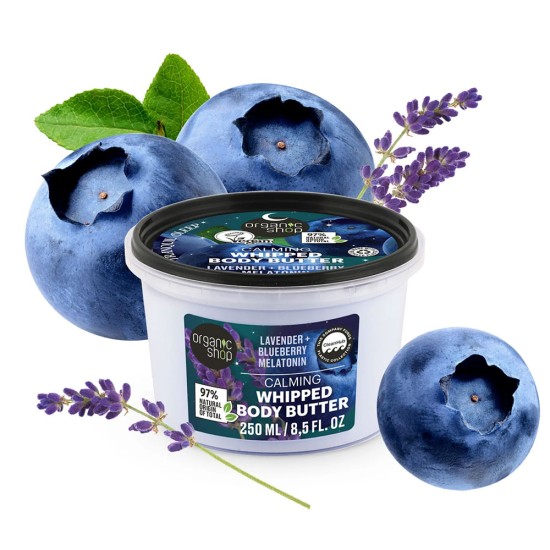 Unt de corp pentru somn linistit Organic Shop Lavander + Blueberry Melatonin 250 ml