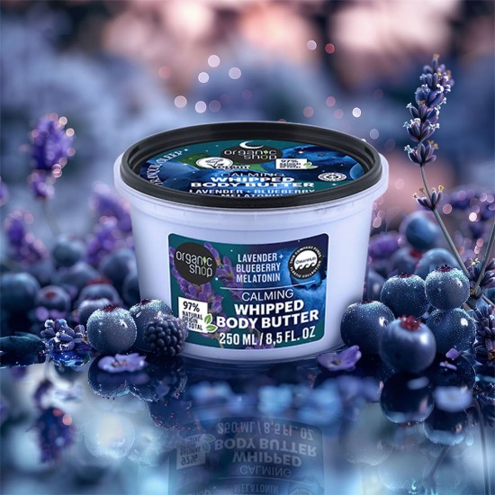 Unt de corp pentru somn linistit Organic Shop Lavander + Blueberry Melatonin 250 ml