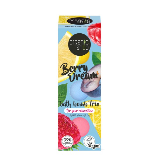 Set bile de baie efervescente Organic Shop Trio Berry Dream 3 x 85 g