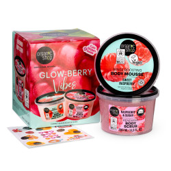 Set cadou Organic Shop Glow-Berry Vibes cu scrub de corp si body mousse