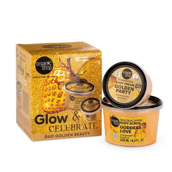 Set cadou Organic Shop Golden Beauty cu scrub de corp și cremă de corp