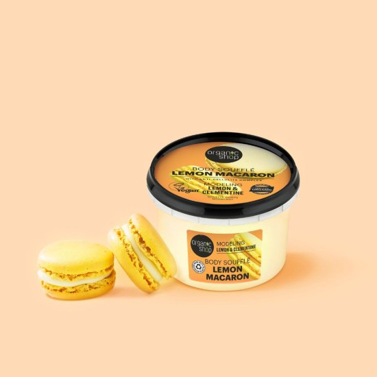 Set cadou Organic Shop Lemon Macaron cu scrub de corp  250 ml și souffle de corp 250 ml