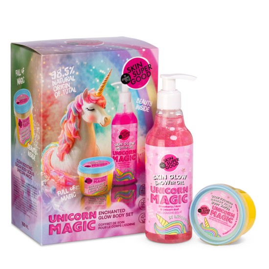 Set Organic Shop Skin Super Good Unicorn Magic cu gel de duș și scrub de corp
