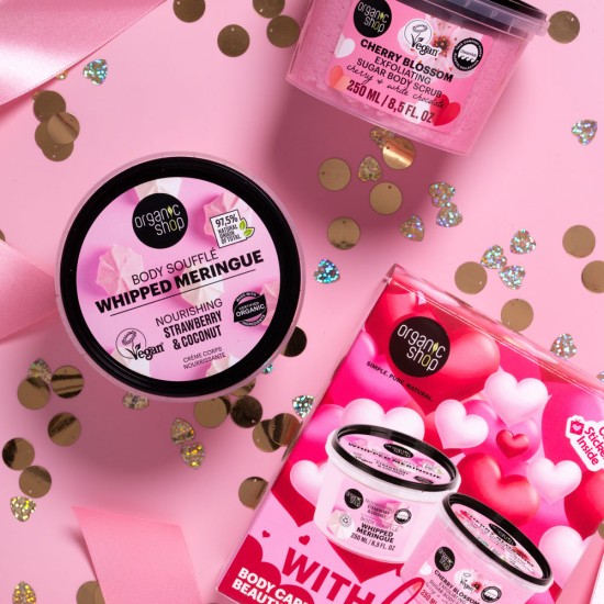 Set cadou Organic Shop With Love cu scrub de corp si body souffle