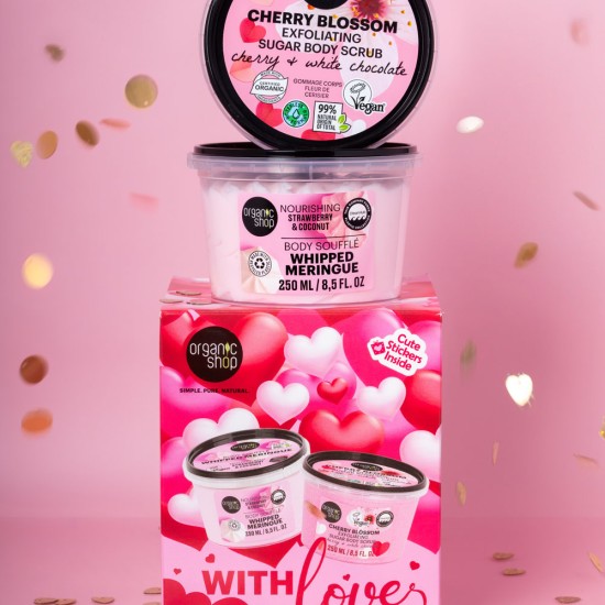 Set cadou Organic Shop With Love cu scrub de corp si body souffle