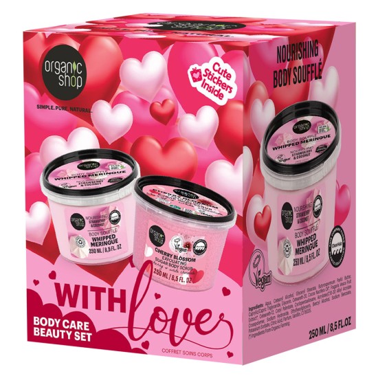 Set cadou Organic Shop With Love cu scrub de corp si body souffle
