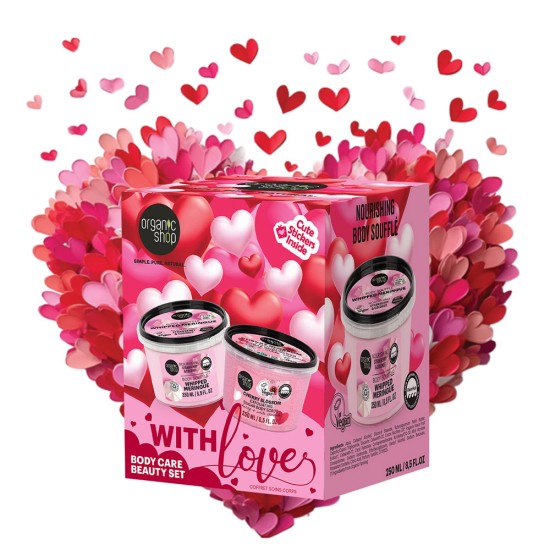 Set cadou Organic Shop With Love cu scrub de corp si body souffle