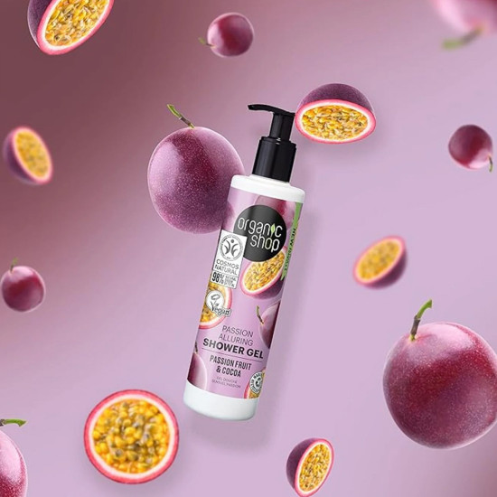 Gel de duș Organic Shop Passion Alluring cu fructul pasiunii și cacao 280 ml