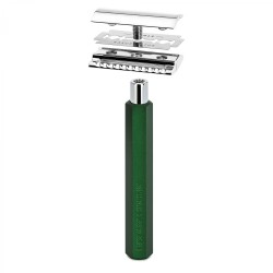 Aparat de ras clasic Safety Razor cu maner din aluminiu anodizat si piaptan inchis Muehle Hexagon R HXG FOREST SR