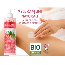 Iaurt de corp pentru netezire si hidratare Eveline 99% Natural Strawberry 400 ml