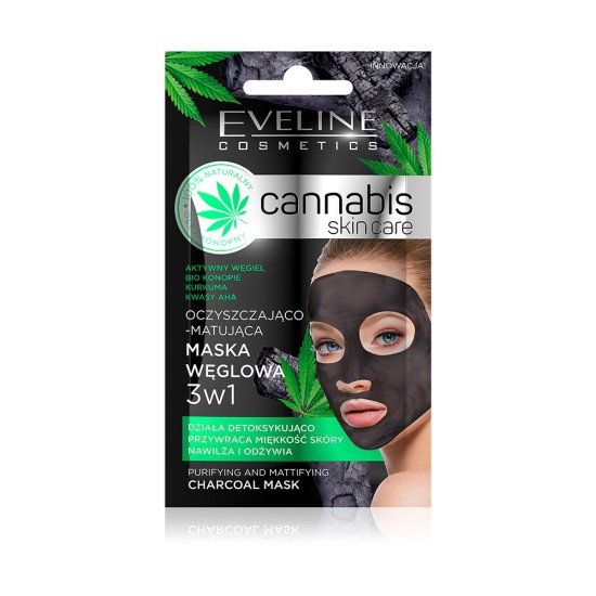 Masca de fata Eveline Cannabis Skin Charcoal 3in1 7 ml