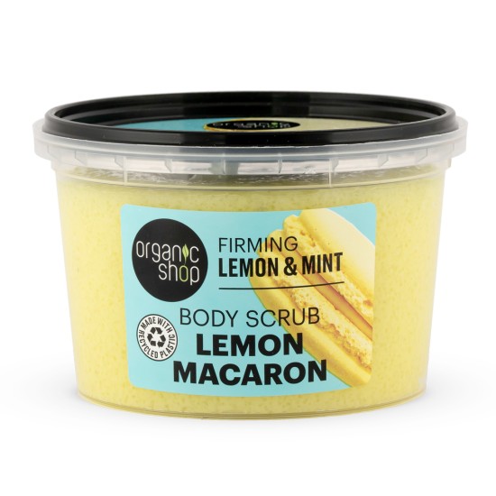 Scrub de corp pentru fermitate cu lamaie si menta Organic Shop Lemon Macaron 250 ml